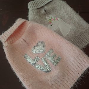Dog sweaters 2 pink & grey